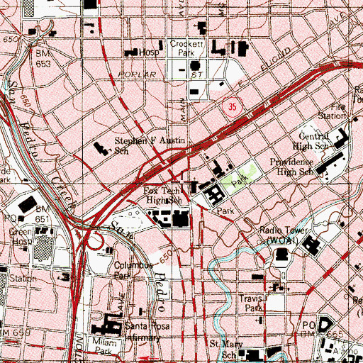 Topographic Map of Central Christian Church, TX