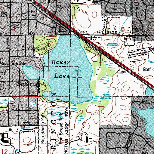 Topographic Map of Baker's Lake Nature Preserve, IL