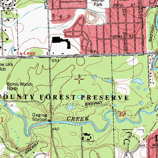 Topographic Map of Salt Creek Woods Nature Preserve, IL