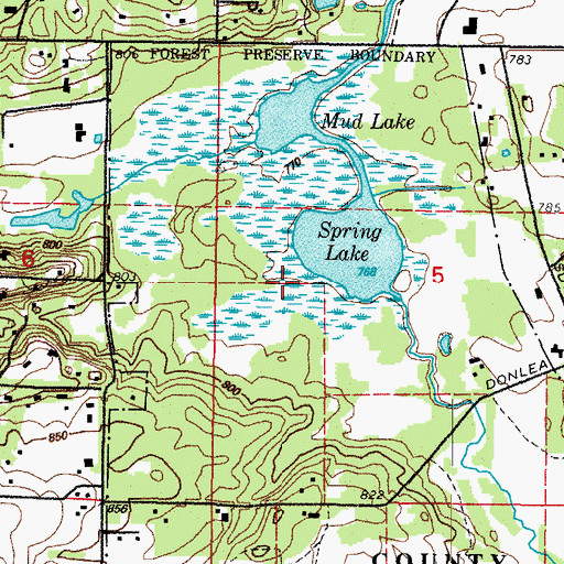 Topographic Map of Spring Lake Nature Preserve, IL