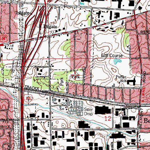 Topographic Map of Belmont Prairie Nature Preserve, IL