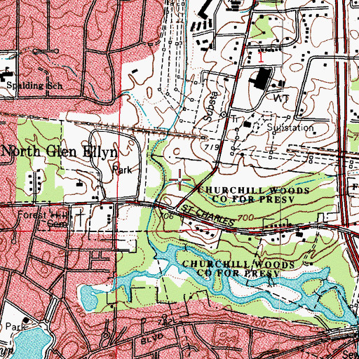 Topographic Map of Churchill Prairie Nature Preserve, IL