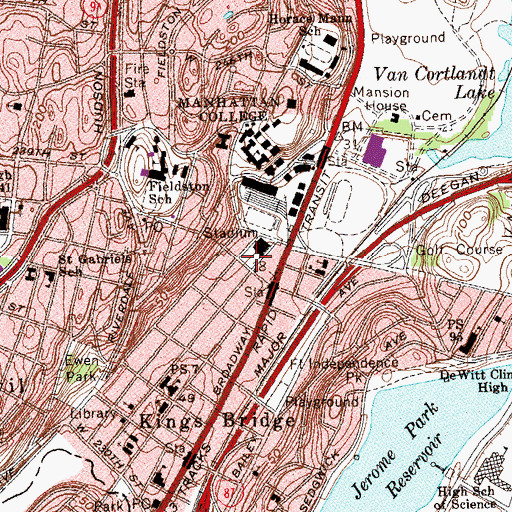Topographic Map of Farrell Hall, NY