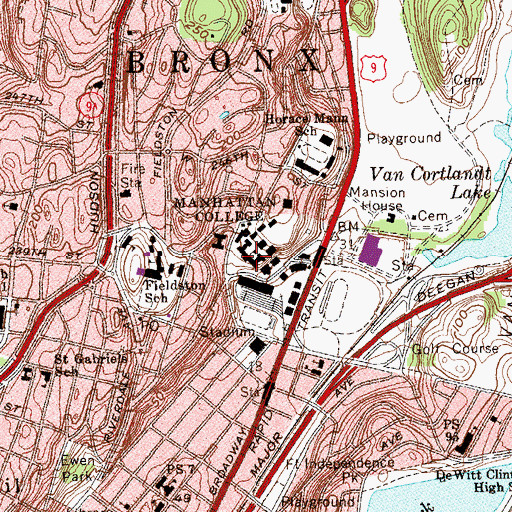 Topographic Map of Memorial Hall, NY