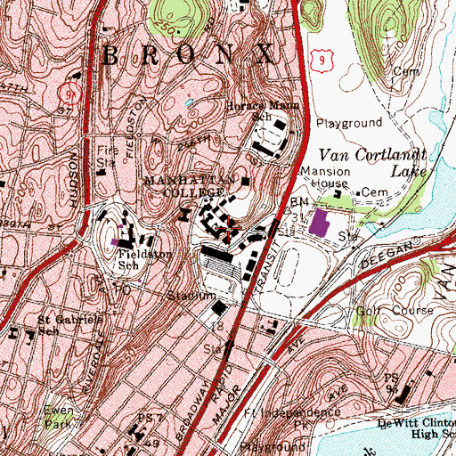 Topographic Map of Miguel Hall, NY