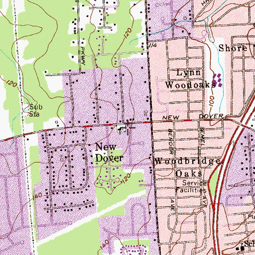 Topographic Map of New Dover Cemetery, NJ