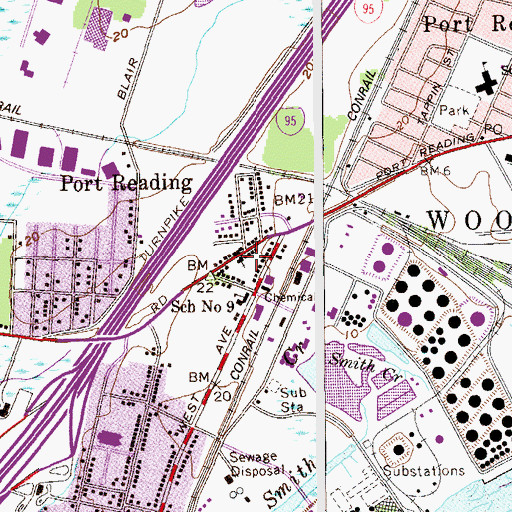 Topographic Map of Saint Anthonys Church, NJ