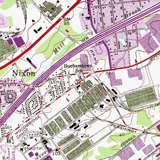 Topographic Map of Saint Margaret and Marys Church, NJ