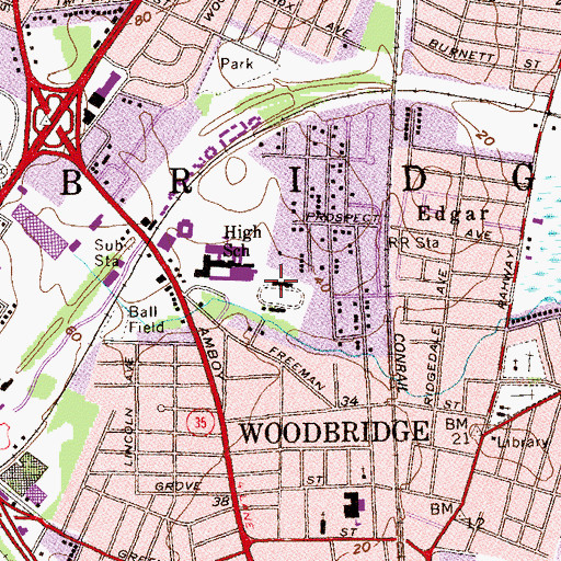 Topographic Map of Woodbridge Speedway (historical), NJ