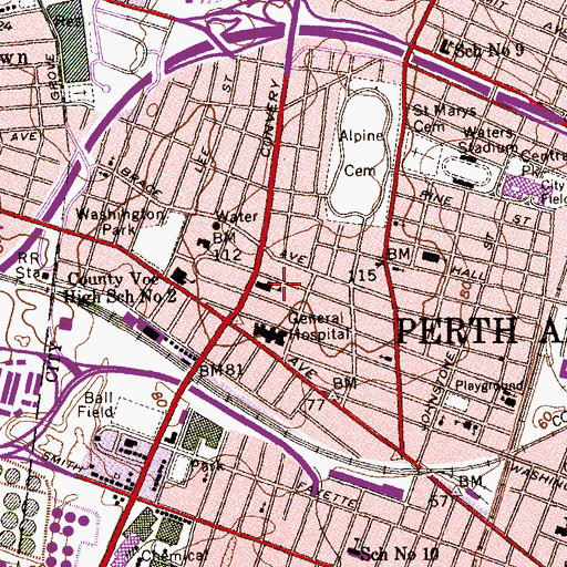 Topographic Map of Perth Amboy Grade School Number 8 (historical), NJ