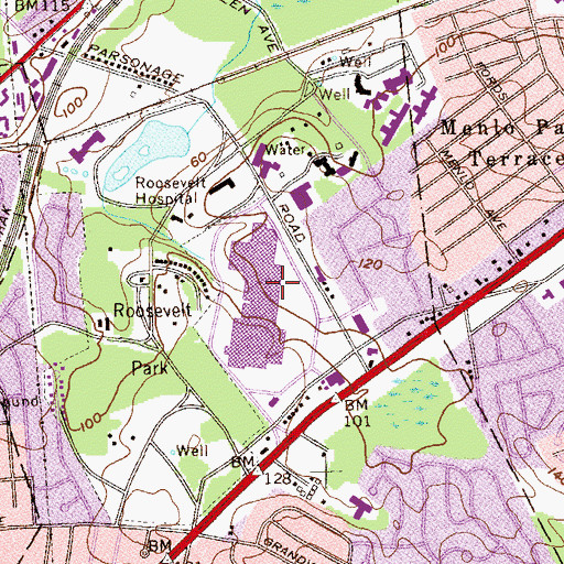 Topographic Map of Menlo Park Mall Shopping Center, NJ