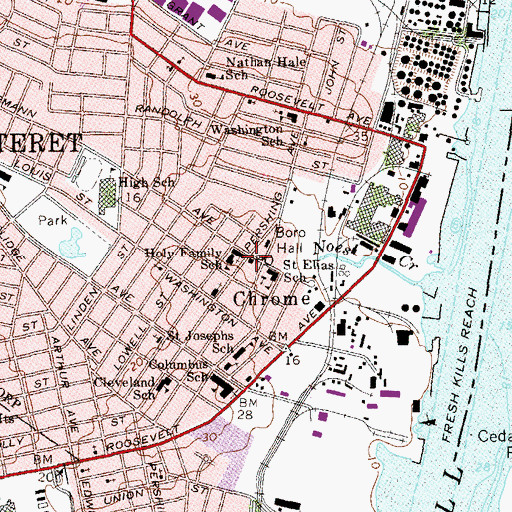 Topographic Map of Carteret Post Office, NJ