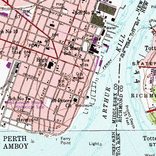 Topographic Map of First Presbyterian Church, NJ