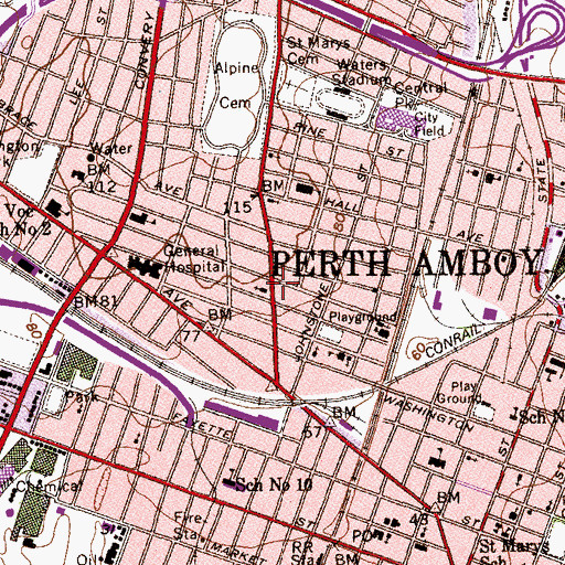 Topographic Map of John Calvin Magyar Reformed Church, NJ