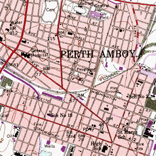 Topographic Map of Saint Nicholas Catholic Church, NJ