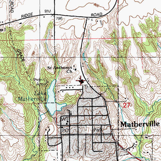 Topographic Map of Matherville Elementary School, IL