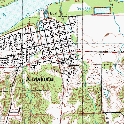 Topographic Map of Andalusia Elementary School, IL