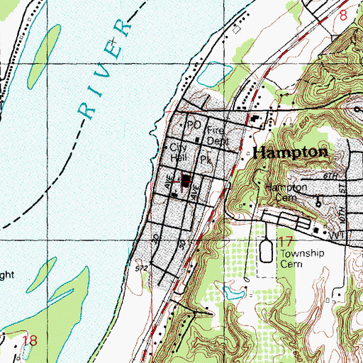 Topographic Map of Hampton Elementary School, IL