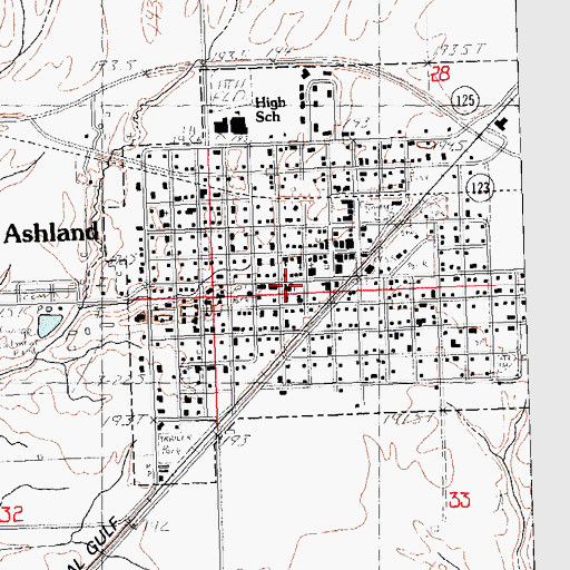 Topographic Map of Ashland Church of Christ, IL