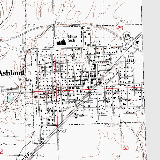 Topographic Map of Ashland United Methodist Church, IL