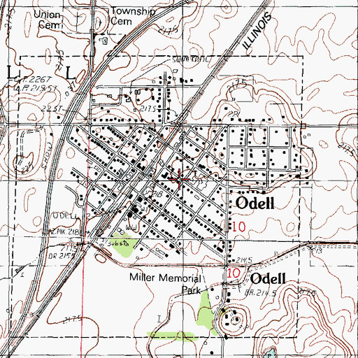 Topographic Map of United Methodist Church of Odell, IL