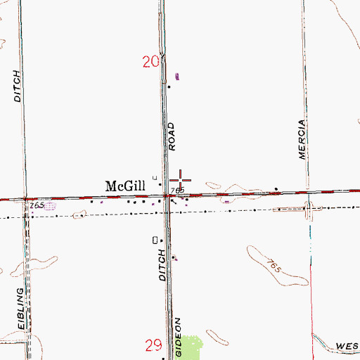 Topographic Map of McGill Post Office (historical), OH