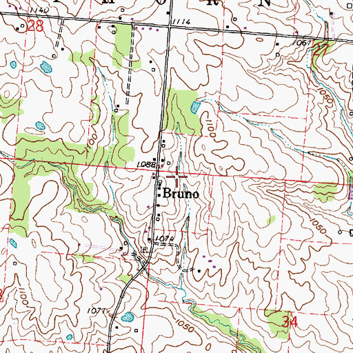 Topographic Map of Bruno Post Office (historical), OH