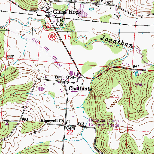 Topographic Map of Chalfonts Post Office (historical), OH