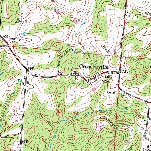 Topographic Map of Crossenville Post Office (historical), OH