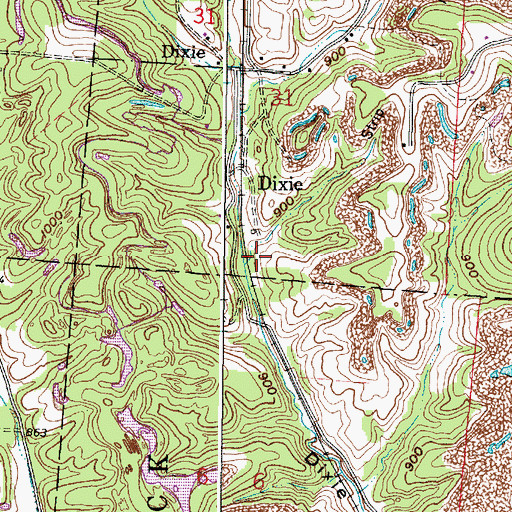 Topographic Map of Dicksonton Post Office (historical), OH