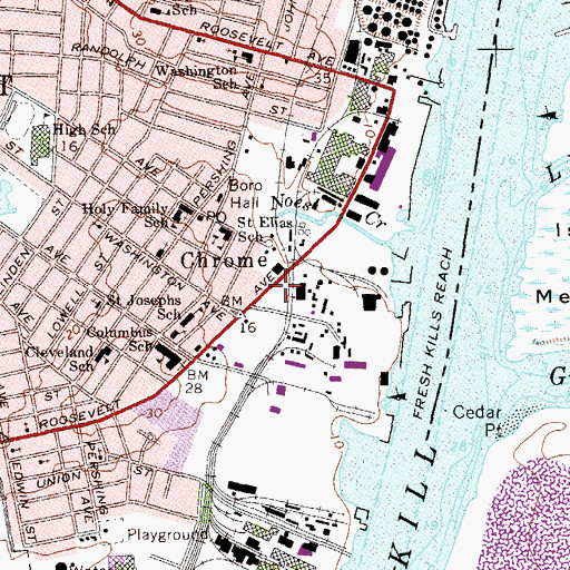 Topographic Map of Carteret Fire Department, NJ