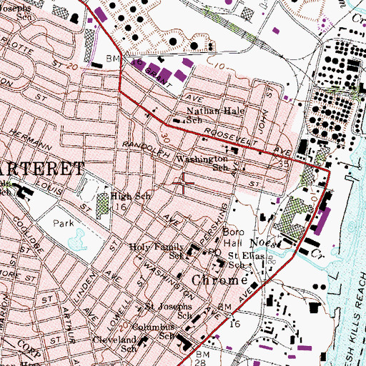Topographic Map of Carteret Jewish Community Center, NJ