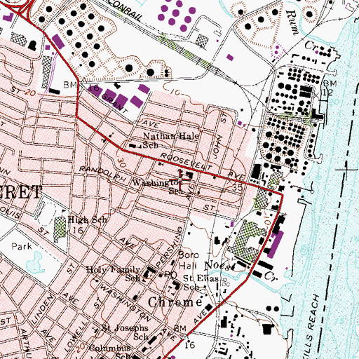 Topographic Map of Sacred Heart Roman Catholic Church, NJ