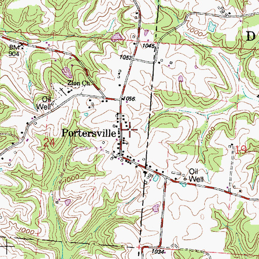 Topographic Map of Portersville Post Office (historical), OH