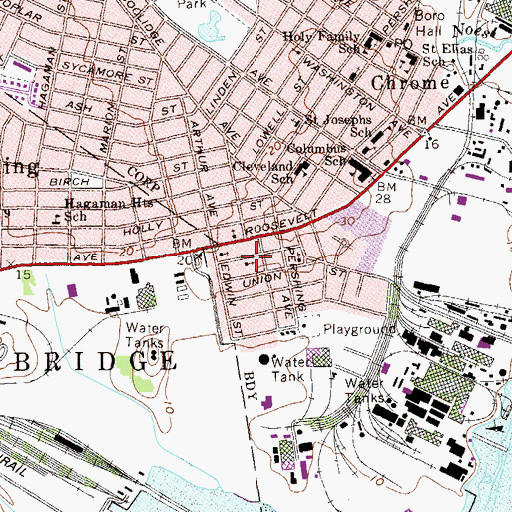 Topographic Map of First Baptist Church, NJ