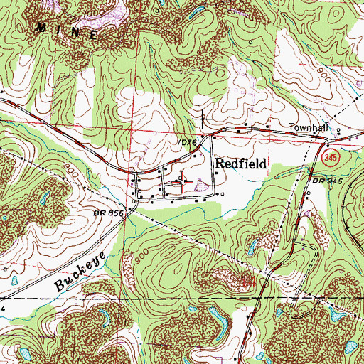 Topographic Map of Redfield Post Office (historical), OH