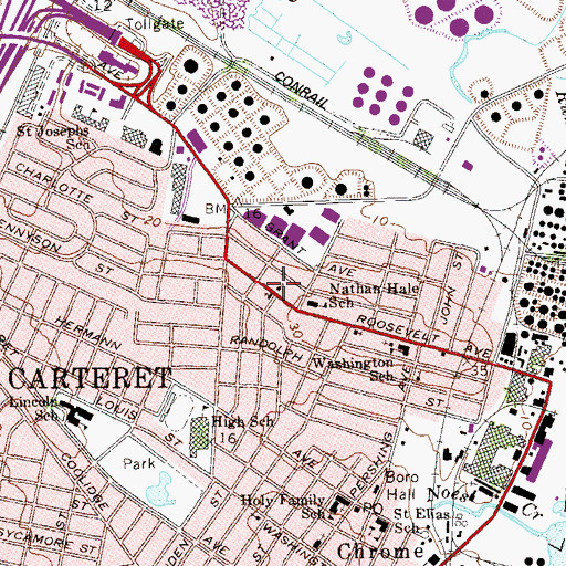 Topographic Map of Zion Evangelical Lutheran Church, NJ