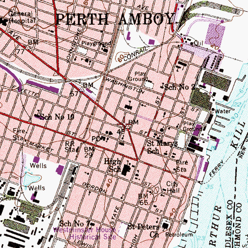 Topographic Map of Washington Hall, NJ