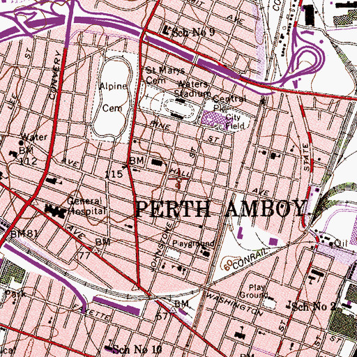 Topographic Map of Ceskoslovensky Catholic Church (historical), NJ