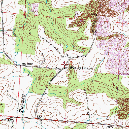 Topographic Map of Wesley Post Office (historical), OH