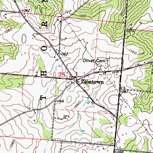 Topographic Map of Ziontown Post Office (historical), OH