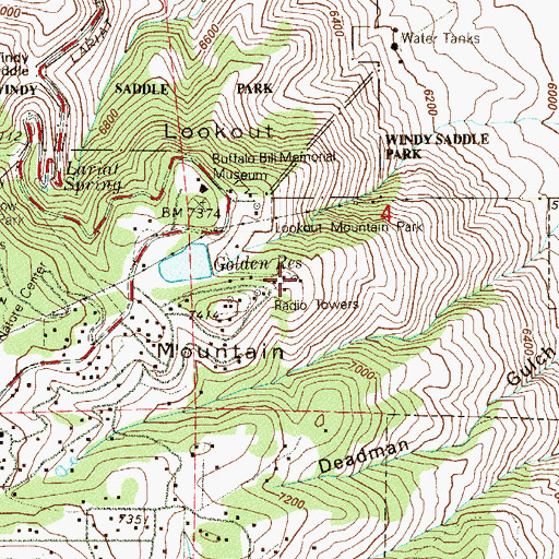 Topographic Map of KCNC-TV (Denver), CO