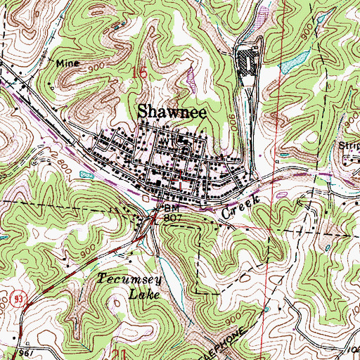 Topographic Map of Shawnee Post Office, OH