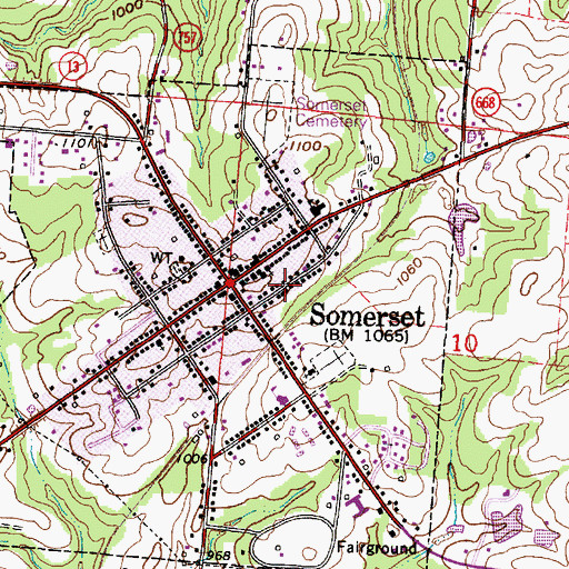 Topographic Map of Somerset Post Office, OH