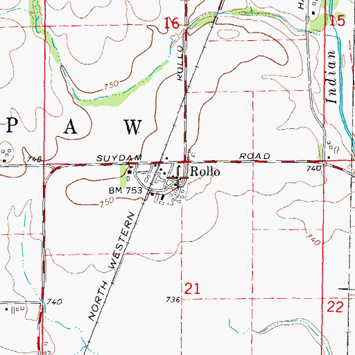 Topographic Map of Rollo Congregational Church, IL