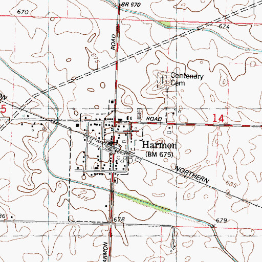 Topographic Map of Harmon United Methodist Church, IL