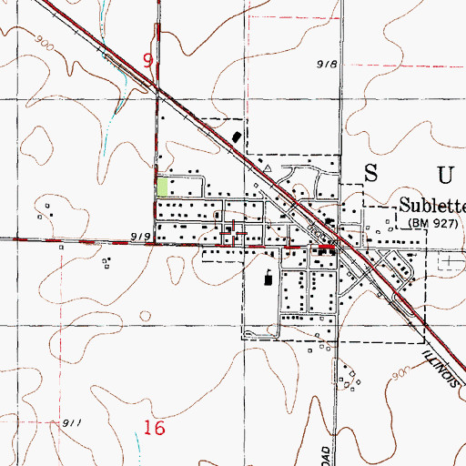 Topographic Map of Sublette Union Church, IL