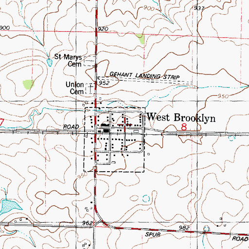 Topographic Map of Saint Mary's Church, IL