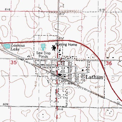 Topographic Map of Latham Baptist Church, IL