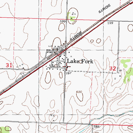 Topographic Map of Lake Fork Christian Church, IL